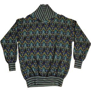 VTG MISSONI SPORT Wool Mohair Chevron Zigzag Sweater Sz 42 Italy Unisex Hip Hop